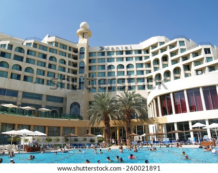 DEAD SEA, ISRAEL - OCTOBER 07, 2012: The Daniel SPA complex on the bank of the Dead Sea