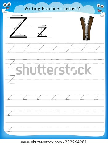 Writing Practice Letter Z Printable Worksheet With Clip Art For ...