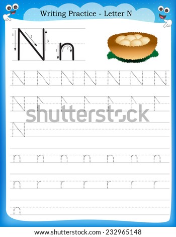 Alphabet Tracing Letter N clip art Free Vector / 4Vector