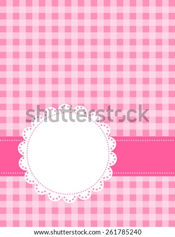 Cute Pink Gingham Pattern With A Lace Frame / Border Stock Vector ...