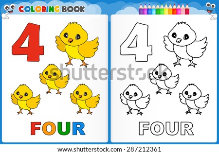 Vector Images Illustrations And Cliparts Coloring Page Number Four With Colorful Sample Printable Worksheet For Preschool Kindergarten Kids To Improve Basic Coloring Skills Hqvectors Com
