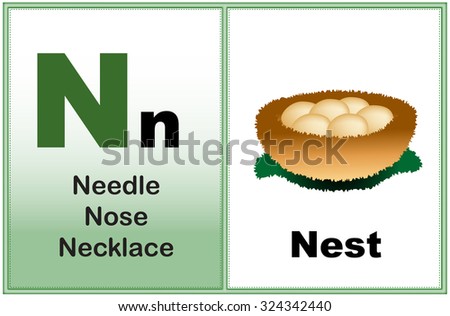 Alphabet Letter N With Clip-Art And Few Similar Words Starting With The ...