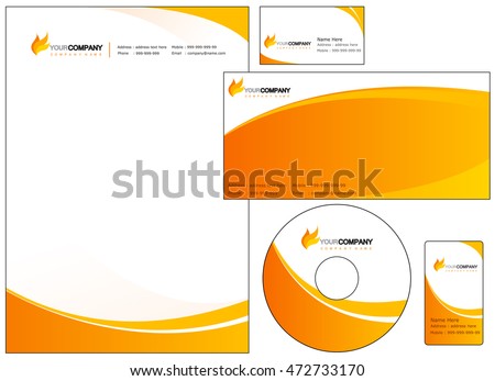 Set of corporate identity items. easy to customize letterhead envelope CD DVD cover and business cards