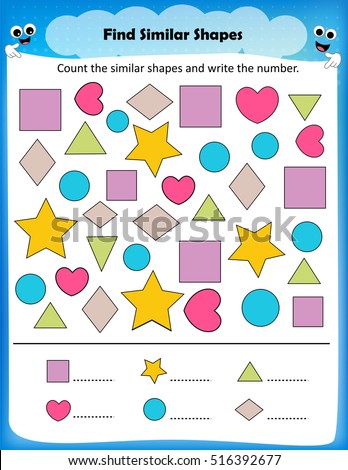 worksheet – count similar shapes worksheet for preschool kids