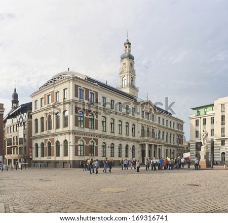 Building of Riga City Council at the Town Hall Square (Riga, Latvia)