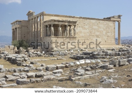 Erechtheion -an ancient Greek temple in Acropolis of Athens