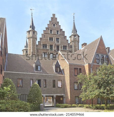 View of Museum Vleeshuis (Butchers\' Hall) from the inner yard in Antwerp, Belgium