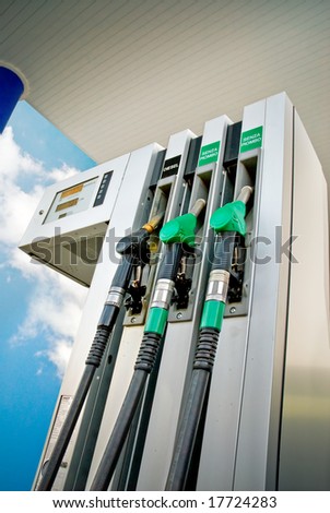 low view of a fuel panel in a gas station