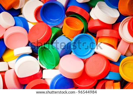 recyclable colorful plastic caps background