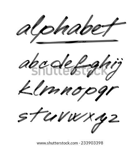 Hand drawn vector alphabet, font, isolated letters written with marker or ink