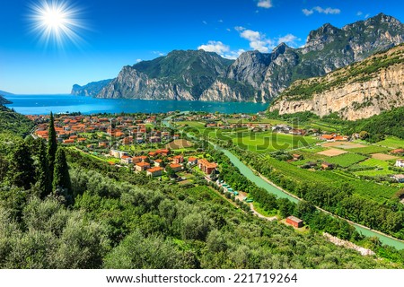 Similar – Image, Stock Photo Torbole on Lake Garda from above