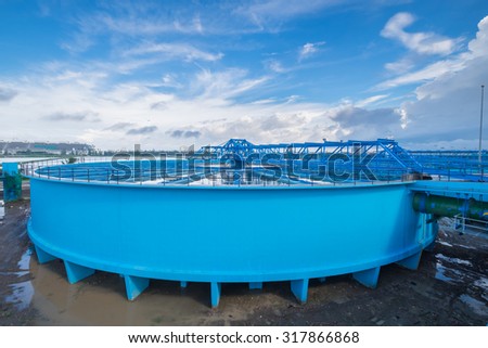 BANGKOK, THAILAND - SEP 16: Bangkhen water treatment clarifier on 16 September 2015 in Bangkhen water treatment plant, Bangkok, Thailand.