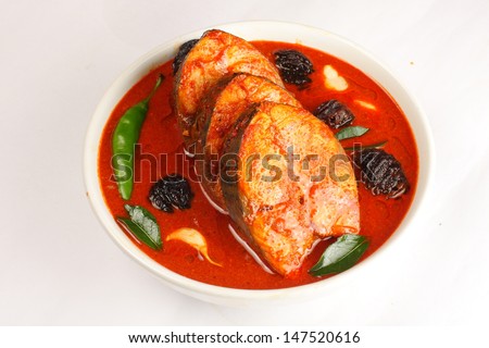 Top view of king fish curry.