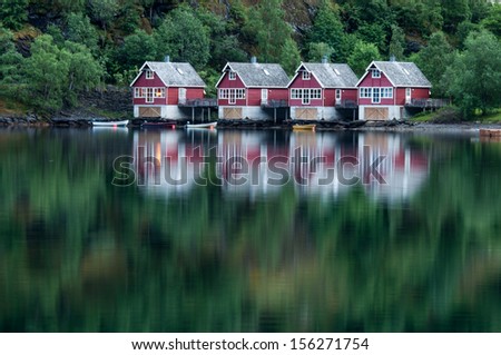 Typical Norway houses in Flam, Sognefjord Norway
