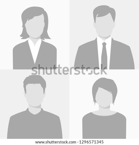 Man and woman empty avatars set (casual and business style). Vector photo placeholder for social networks, resumes, forums and dating sites. Male and female 