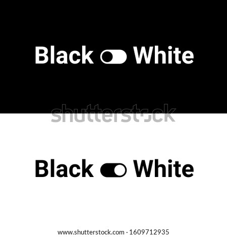 On-off switch. Concept of two opposites contrasting: black and white Vector design. Two options to choose from. Can be used to switch light and dark theme or background.