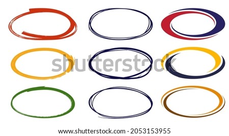Oval. Set of vector banners for text selection. Geometric illustrations and hand-drawn ellipses. Abstract blank shapes to highlight important information. Collection of various decorative ovals. 
