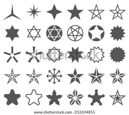 Stars Vector Shapes Set. Collection Of Stars Silhouettes Various Forms ...