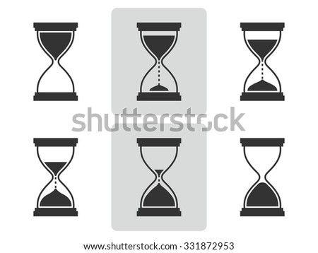 Hourglass icons set.  Different positions of sandglass. Vector  illustration.