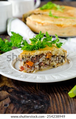 Pie with rice and vegetables