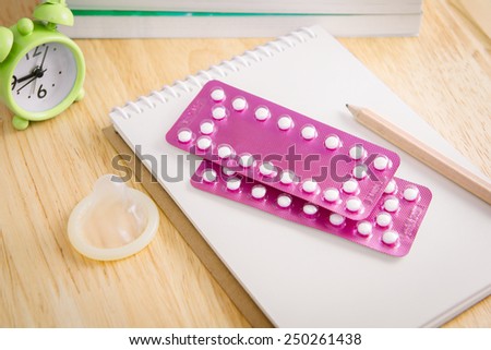 Contraceptive pill or Birth control pill with condom