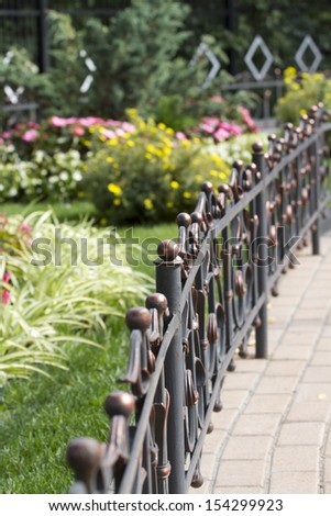 Wrought iron fence beds.
