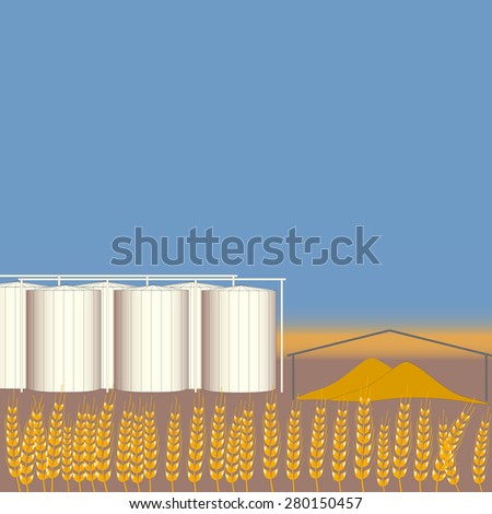 Grain elevator and the wheat spikelets.