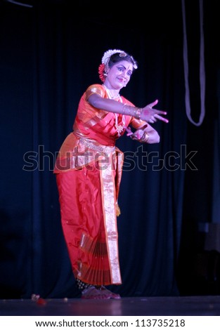 HYDERABAD,AP,INDIA-MAY 26:Artist perform during International Kuchipudi dance festival at Ravindra bharati on May26,2012 in Hyderabad,Ap,India.Popular dance form originated in Andhra pradesh, India