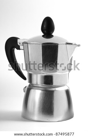 Coffee maker, espresso machine, italian style, household object on white background, Mocha