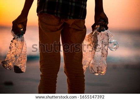 Similar – Image, Stock Photo Empty plastic bottles collected to recycling