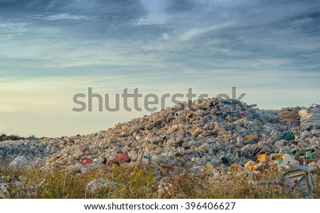 Similar – Image, Stock Photo Heap of plastic bottles, cups, bags collected to recycling