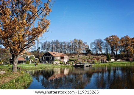 Puckoriai estate (folwark) situated on the banks of river Vilnia, in Vilnius, Lithuania. Zdjęcia stock © 