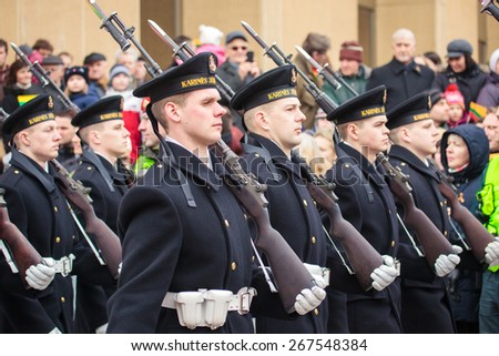 Vilnius, Lithuania - March 11, 2015: Thousands of people took part in a festive parade as Lithuania marked the 25th anniversary of its independence restoration on March 11, 2015 in Vilnius, Lithuania.