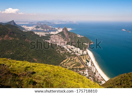 Scenic Rio de Janeiro Aerial View with Ocean, Mountains, Urban Areas Stok fotoğraf © 