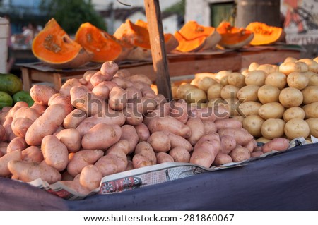 Two Kind of Potatoes for Sale in the Street Market