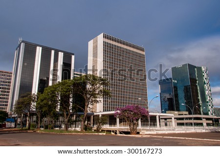 BRASILIA, BRAZIL - JUNE 6. 2015: Buildings of South Banking Sector. All the buildings of the complex are own by national banks of Brazil.