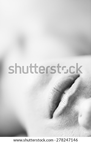 beautiful female mouth, close up shot