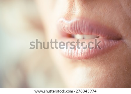 beautiful female mouth, close up shot