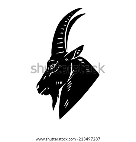 Vector Illustration Of A Goat Head. Domestic Animal Silhouette Isolated ...