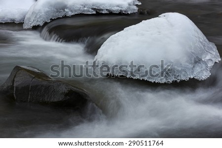 ice cap in the stream, long exposure