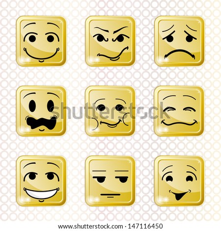 cute funny set of icons or buttons with people faces emotions vector