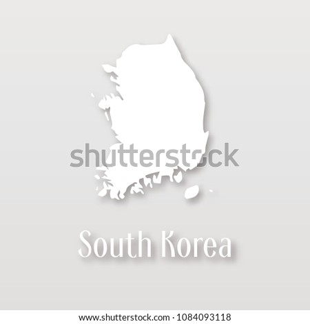 South Korea map in paper art style. For paper, poster, education. Vector illustration