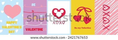 Happy Valentine's day cards collection for print and gifts. Vector elements for creative design
