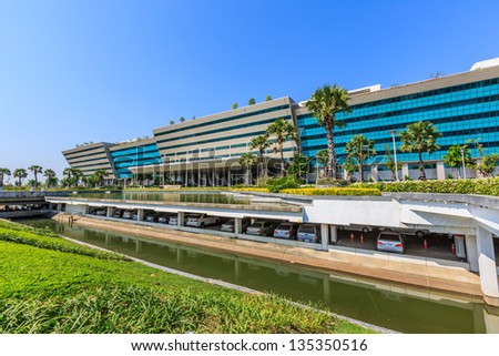 BANGKOK, THAILAND-JANUARY 18: Side View Landscape of Government Complex Building on Jan 18, 2013 in Bangkok. Government Complex consists of 34 government agencies to serve the public services