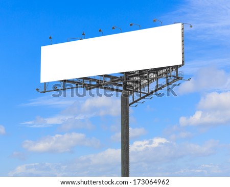 Blank big billboard over blue sky background
