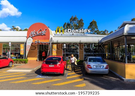NEWCASTLE, AUSTRALIA - MAY 9 : McCafe restaurant at Newcastle , Australia on May 9, 14. It is a coffee-house-style food and drink chain, owned by McDonald\'s. Created and launched in Melbournein 1993.