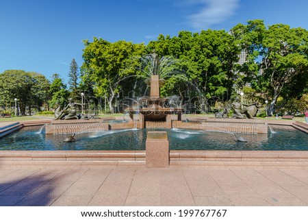 SYDNEY - MAY 10: Archibald Fountain on May 10, 14 in Sydney. It is located in Hyde Park, in central Sydney which It is named after J. F. Archibald, owner and editor of The Bulletin magazine.