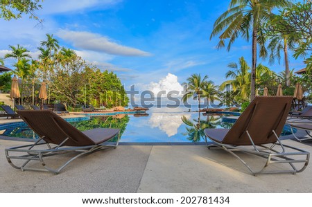 PATTAYA, THAILAND - SEP 7 : Swimming pool of Sea Sand Sun Hotel on Sep 7. The hotel consist of 60 boutique-style masterpiece Villas and Rooms, finest collection of  Villa accommodation in the Pattaya.
