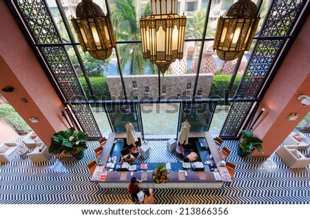 HUA HIN, THAILAND - MAY 23: Lobby of Marrakech Hotel on May 23, 14 in Hua Hin. The design of the hotel was Inspired by rich and colorful culture of Morocco\'s Marrakech or \