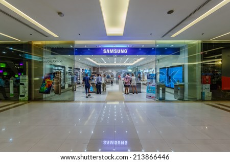 BANGKOK - JUN 22: Samsung shop at Central World on Jun 22, 14 in Bangkok. It is a shopping plaza and complex which is the sixth largest shopping complex in the world, owned by Central Pattana.
